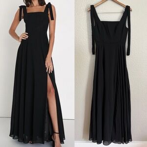 NWOT Love Me Forever Black Tie-Strap Square Neck Maxi Dress